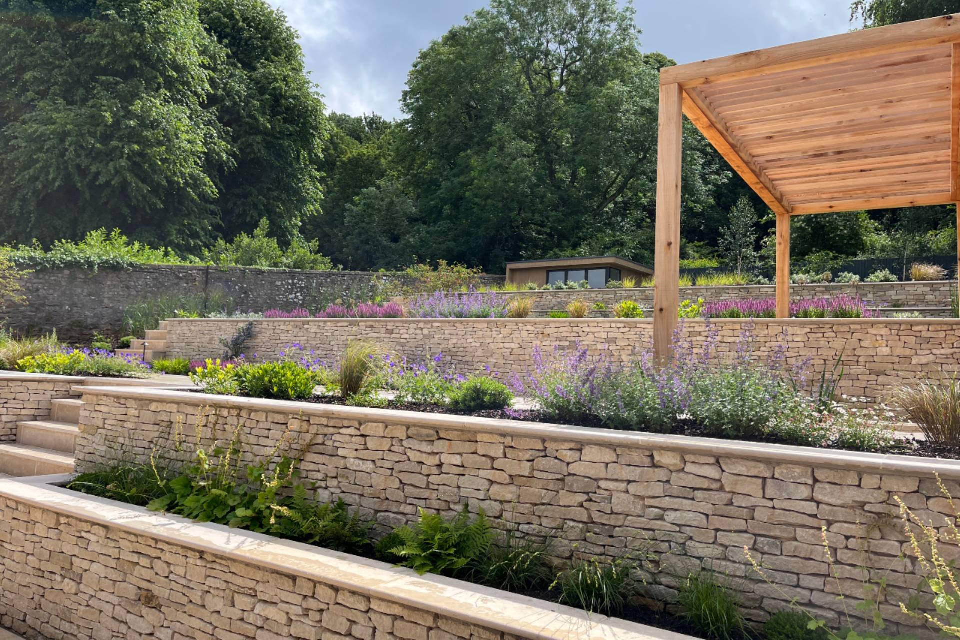 contemporary-garden-stoke-bishop-6 Bristol contemporary garden with view through ornamental grass to garden seating area