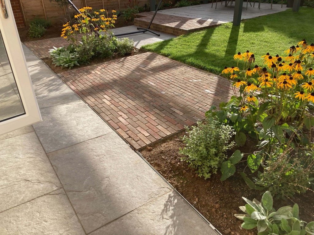 limestone and clay paver paving