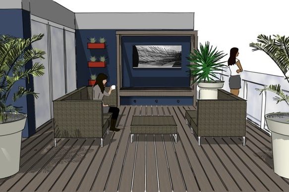Roof Terrace Islington perspective featuring built-in bench and outdoor furniture